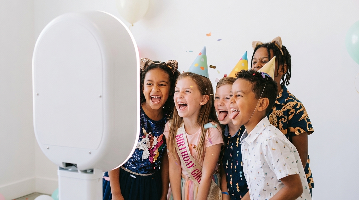 Kids laughing in photo booth
