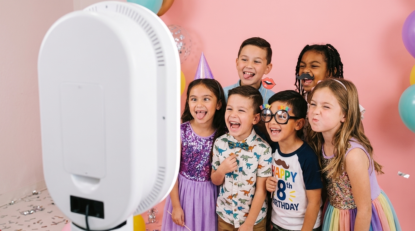 Kids laughing in photo booth